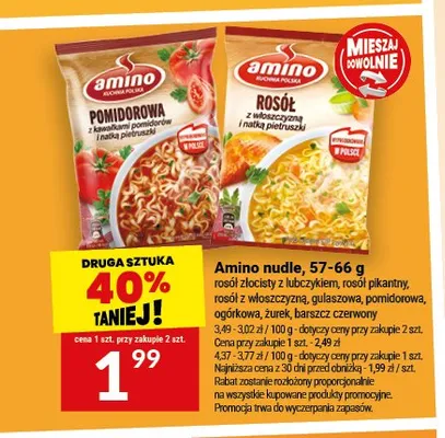 Zupa błyskawiczna Amino nudle barszcz czerwony promocja w Twój Market