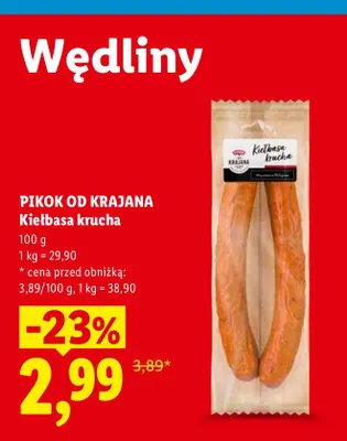 Kiełbasa krucha Pikok od Krajana promocja w Lidl