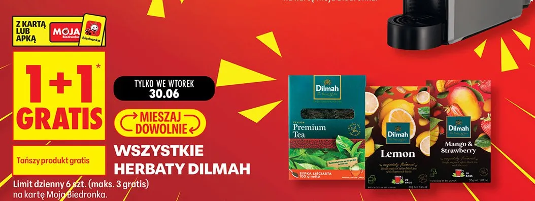 Herbata czarna ekspresowa Dilmah Mango & Strawberry promocja w Biedronka