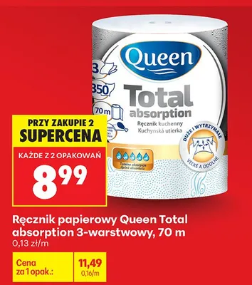 Ręcznik papierowy Total absorption 3-warstwowy promocja w Biedronka