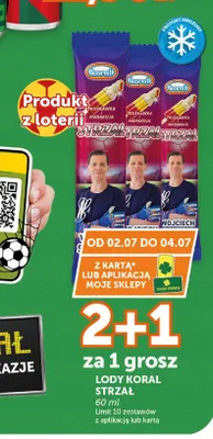 Lody Koral Strzał truskawka i marakuja promocja w Euro Sklep