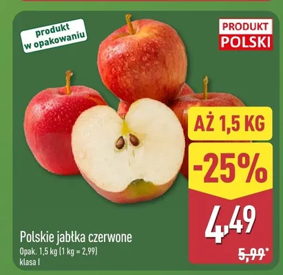 Polskie jabłka czerwone klasa I promocja w Aldi