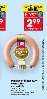Pasztet delikatesowy extra z szynką JBB promocja w LEWIATAN
