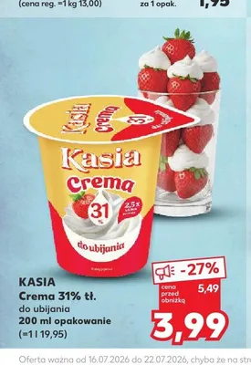Śmietanka Kasia Crema 31% tł. do ubijania promocja w Kaufland