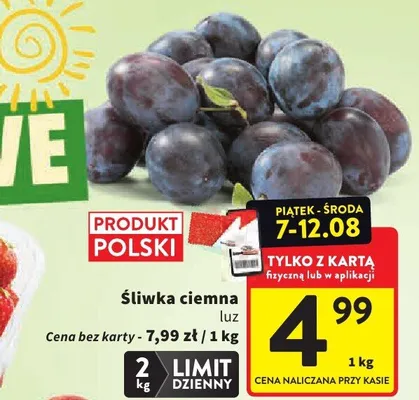 Śliwka ciemna polska promocja w Intermarche