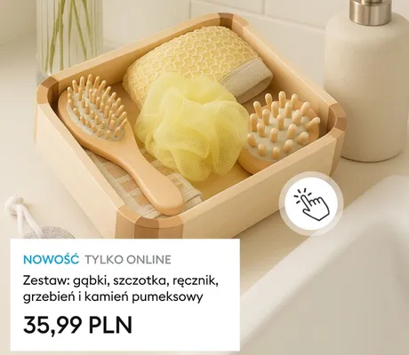 Zestaw gąbki szczotka ręcznik grzebień i kamień pumeksowy promocja w Sinsay