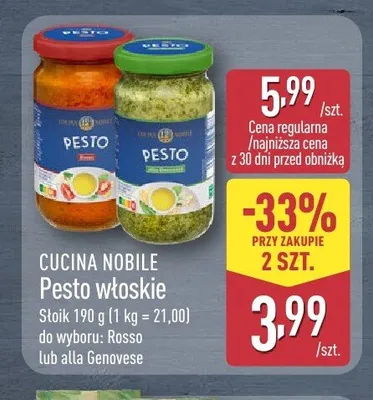 Pesto włoskie Rosso Cucina Nobile promocja w Aldi