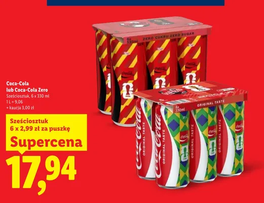 Napój gazowany Coca-Cola sześciosztuk promocja w Lidl