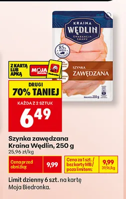 Szynka zawędzana Kraina Wędlin promocja w Biedronka