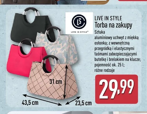 Torba na zakupy LIVE IN STYLE promocja w Aldi