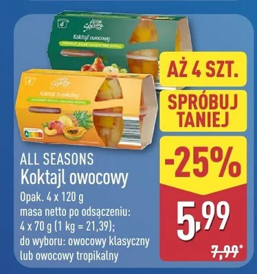 Koktajl owocowy klasyczny promocja w Aldi