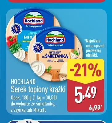 Serek topiony krążki Mixtett Hochland promocja w Aldi