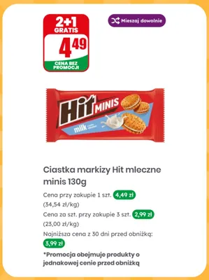 Ciastka markizy Hit mleczne minis promocja w Dino