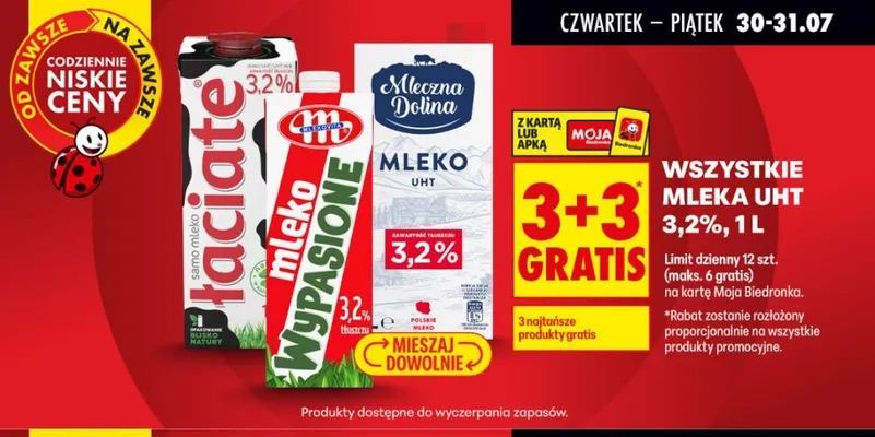 Mleko UHT Wypasione Mlekovita 3,2% promocja w Biedronka