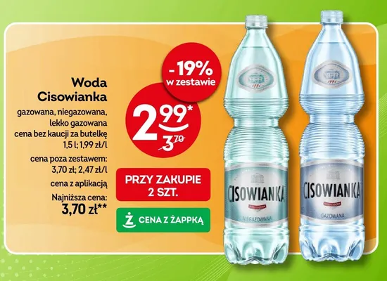 Woda gazowana, niegazowana, lekko gazowana promocja w Żabka