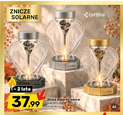 Znicz solarny serce Cortina promocja w Bricomarche