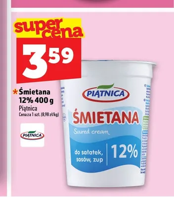 Śmietana Piątnica 12% promocja w TOPAZ