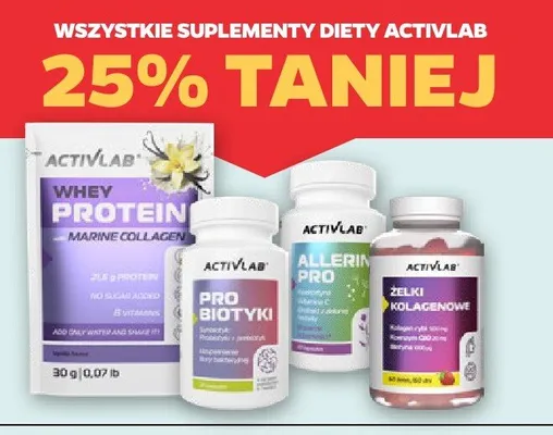 Wszystkie suplementy diety drugi, tańszy produkt 25% taniej promocja w Netto