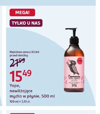 Nawilżające mydło w płynie Yope promocja w Rossmann