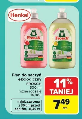 Płyn do naczyń ekologiczny owoc granatu Frosch promocja w Carrefour Market