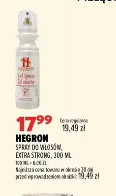 Spray do włosów Hegron extra strong promocja w Drogerie Natura
