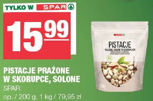 Pistacje prażone w skorupce, solone promocja w SPAR