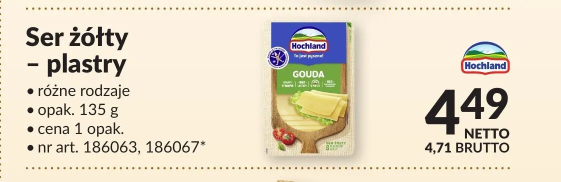 Ser żółty plastry Hochland promocja w Makro