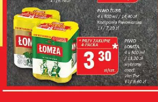 Piwo Łomża 4-pak 500ml promocja w Chorten