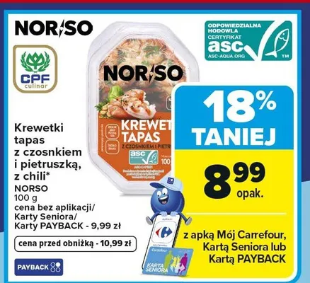 Krewetki tapas z czosnkiem i pietruszką, z chili promocja w Carrefour