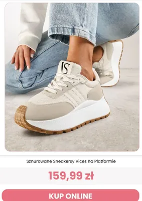Sznurowane Sneakersy Vices na Platformie promocja w Renee