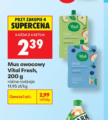 Mus owocowy Vital Fresh jabłko gruszka promocja w Biedronka