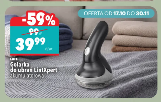 Golarka do ubrań LintXpert akumulatorowa Lafe promocja w Biedronka Home