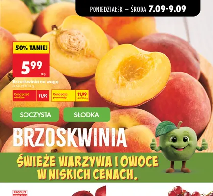 Brzoskwinia na wagę promocja w Biedronka