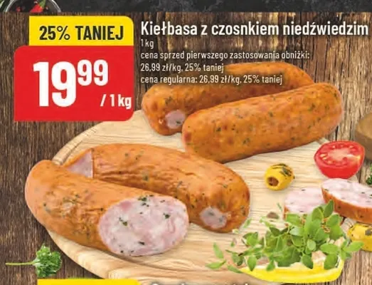 Kiełbasa z czosnkiem niedźwiedzim promocja w POLOmarket