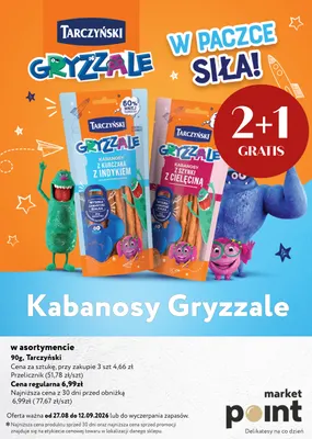 Kabanosy Gryzzale z kurczaka z indykiem Tarczyński promocja w Market Point