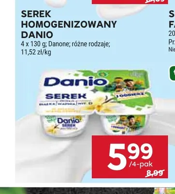 Serek homogenizowany Danio 4-pak promocja w Stokrotka