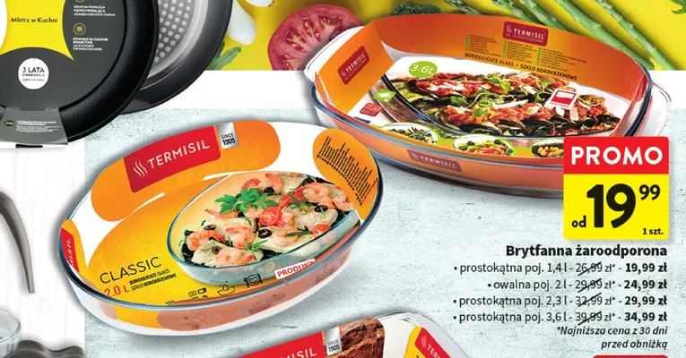 Brytfanna żaroodporona Termisil prostokątna poj. 3,6 l promocja w Intermarche