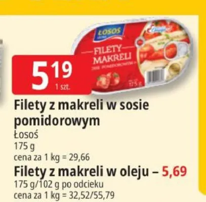 Filety z makreli w oleju Łosoś promocja w Leclerc
