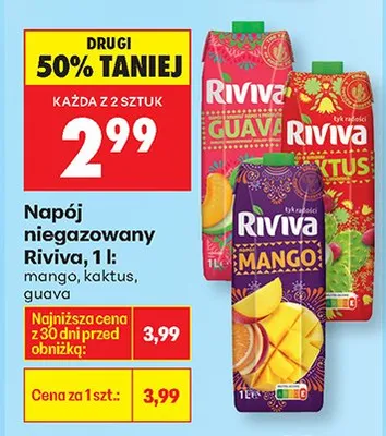 Napój niegazowany Riviva mango 1l promocja w Biedronka