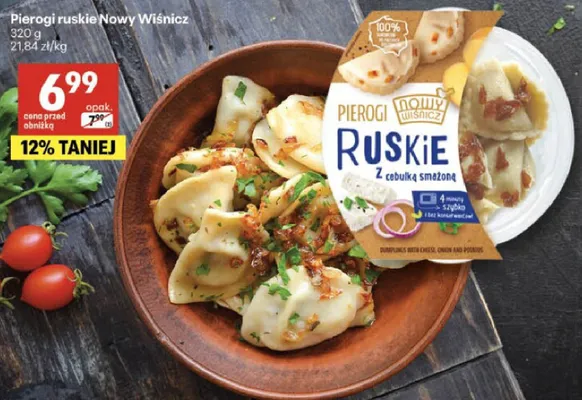 Pierogi ruskie nowy wiśnicz promocja w Delikatesy Centrum