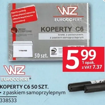 Koperty WZ EUROCOLLECT KOPERTY C6 50 SZT. promocja w Selgros