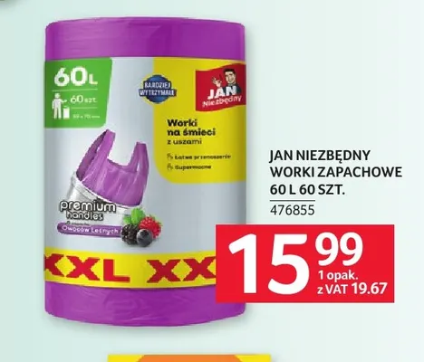 Worki zapachowe Jan Niezbędny 60 l 60 szt. promocja w Selgros