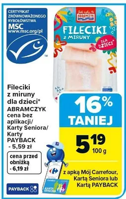 Fileciki z miruny dla dzieci promocja w Carrefour