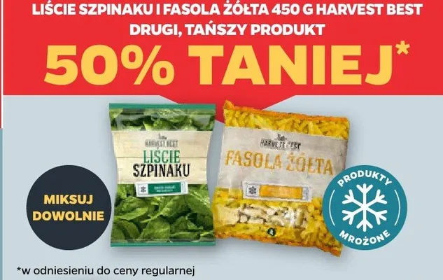 Liście szpinaku i fasola żółta 450g DRUGIE -50% promocja w Netto