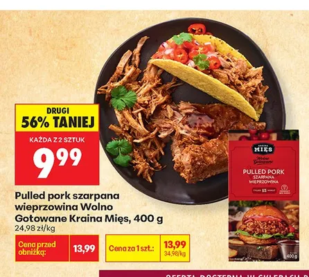 Pulled pork szarpana wieprzowina Wolno Gotowane Kraina Mięs promocja w Biedronka