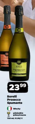 Wino musujące Borelli Prosecco Spumante półwytrawne promocja w Netto