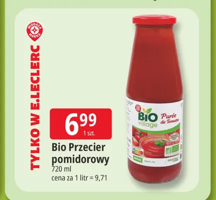 Bio Przecier pomidorowy Bio Village promocja w Leclerc