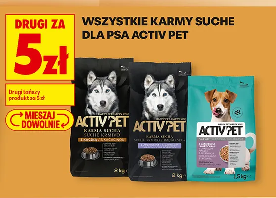 Karmy suche dla psa Activ Pet promocja w Biedronka