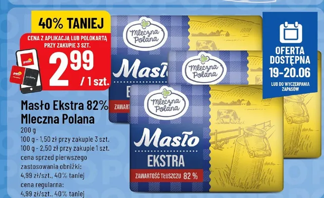 Masło Ekstra 82% Mleczna Polana promocja w POLOmarket