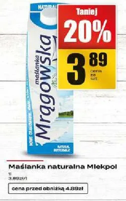 Maślanka naturalna Mrągowska Mlekpol promocja w Supeco